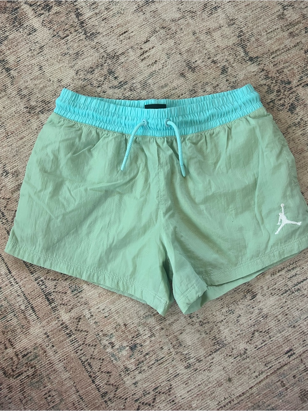Nike Girls Light Green and Aqua Athletic Shorts